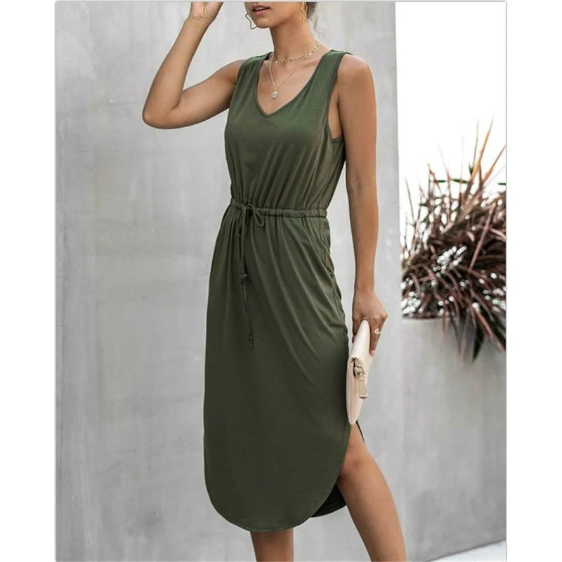 Casual Sleeveless Midi Dress