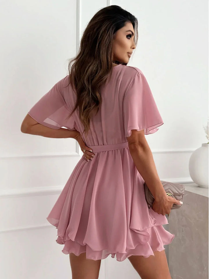 Chiffon Ruffle Mini Dress