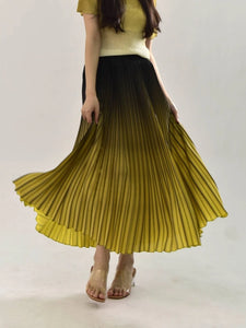 Gradient Pleated Midi Skirt