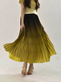 Gradient Pleated Midi Skirt