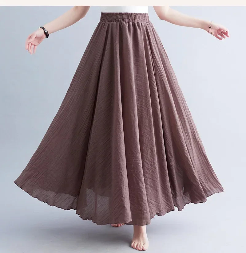 Cotton Linen Maxi Skirt