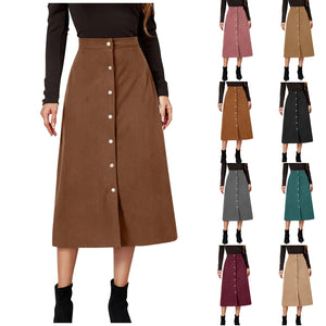 High-Waisted Corduroy Skirt