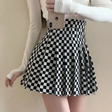 Plaid Pleated A-Line Skirt