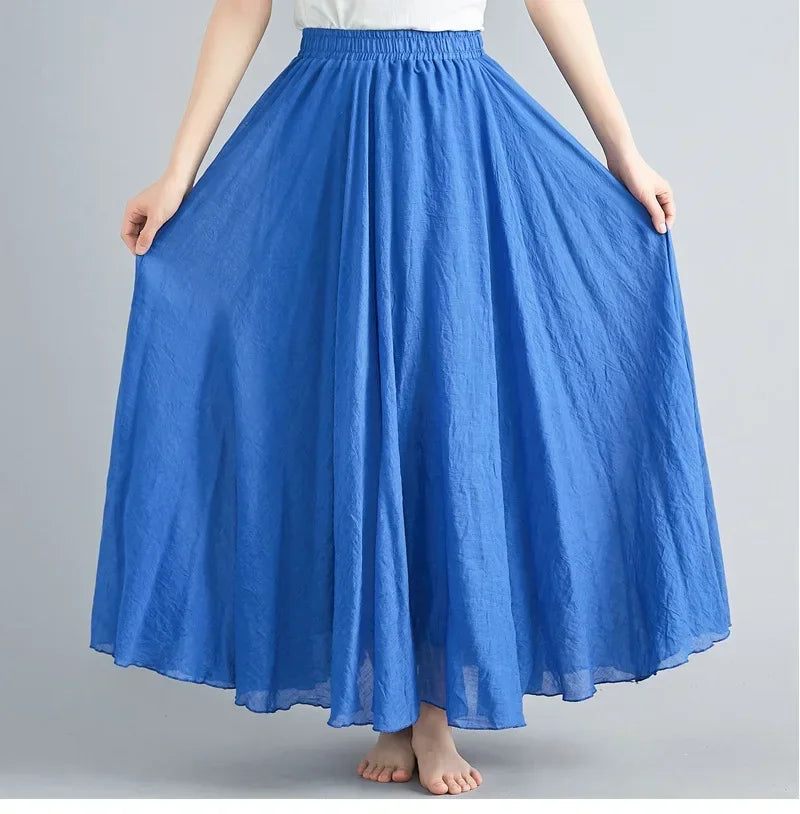 Cotton Linen Maxi Skirt