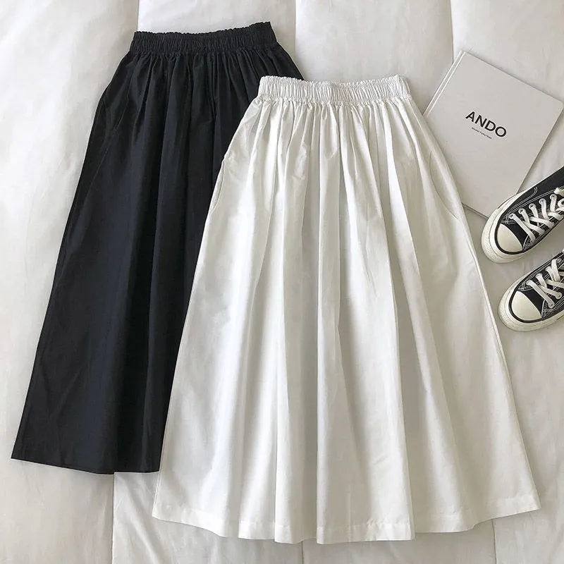 Korean Pleated Midi Skirt