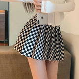 Plaid Pleated A-Line Skirt