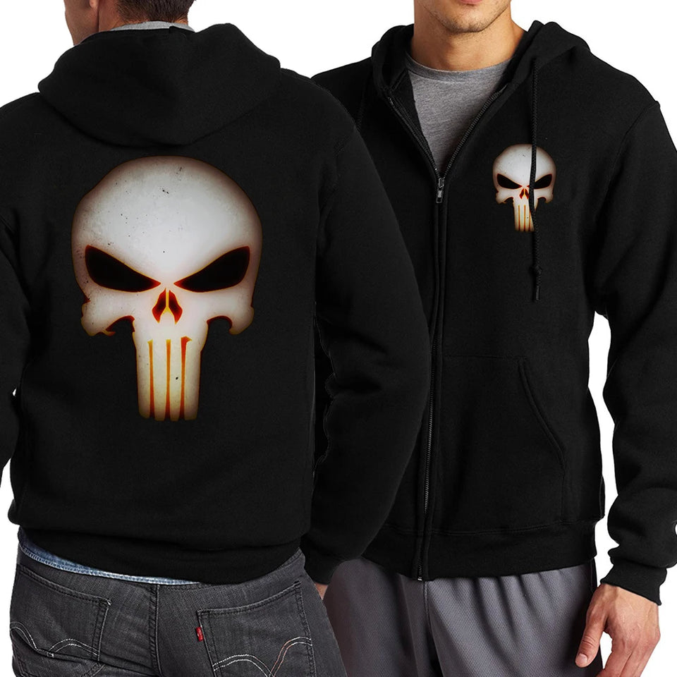 Y2K Skull Zipper Hoodie