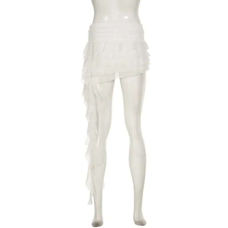 Ruffled Mesh Mini Skirt