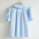 Blue Korean Spring Blouse