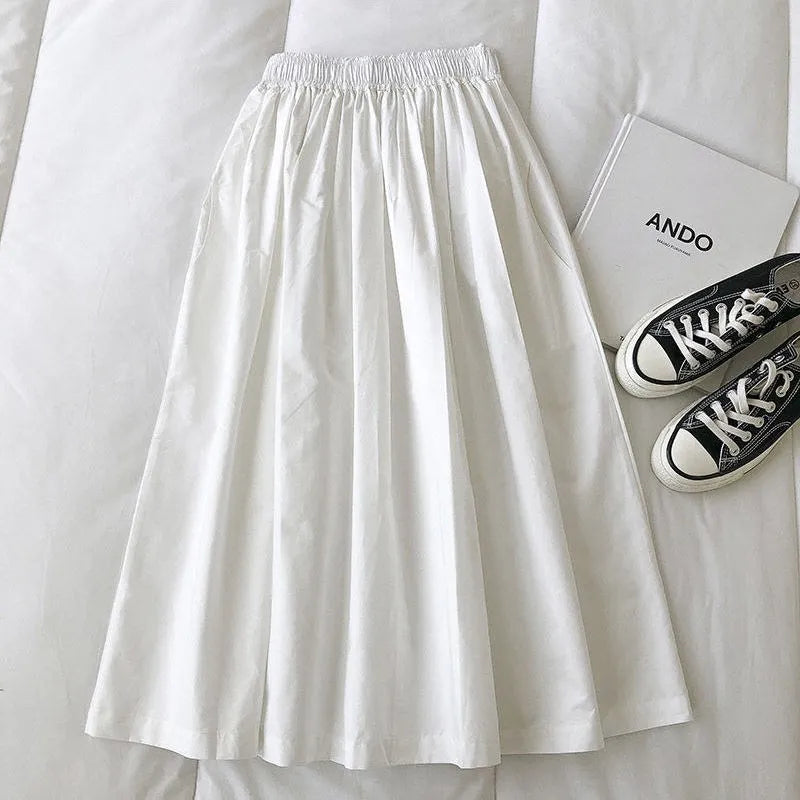 Korean Pleated Midi Skirt