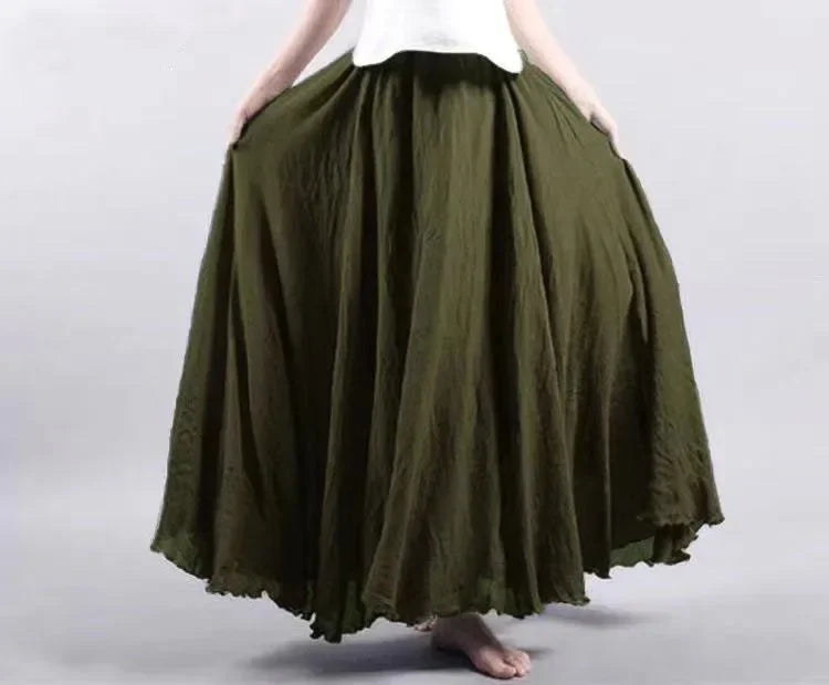 Cotton Linen Maxi Skirt