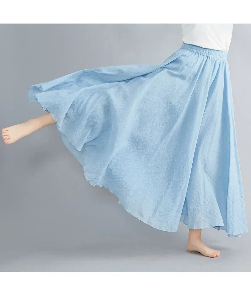 Cotton Linen Maxi Skirt