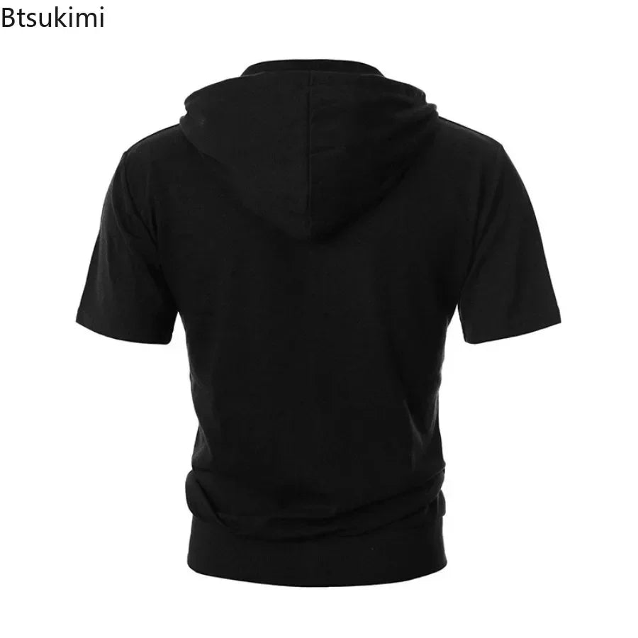 Slim Zip Short-Sleeve Hoodie