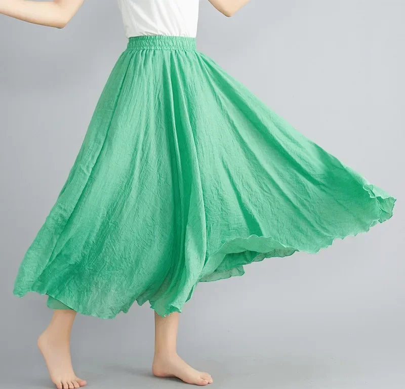 Cotton Linen Maxi Skirt