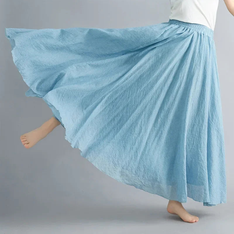 Cotton Linen Maxi Skirt