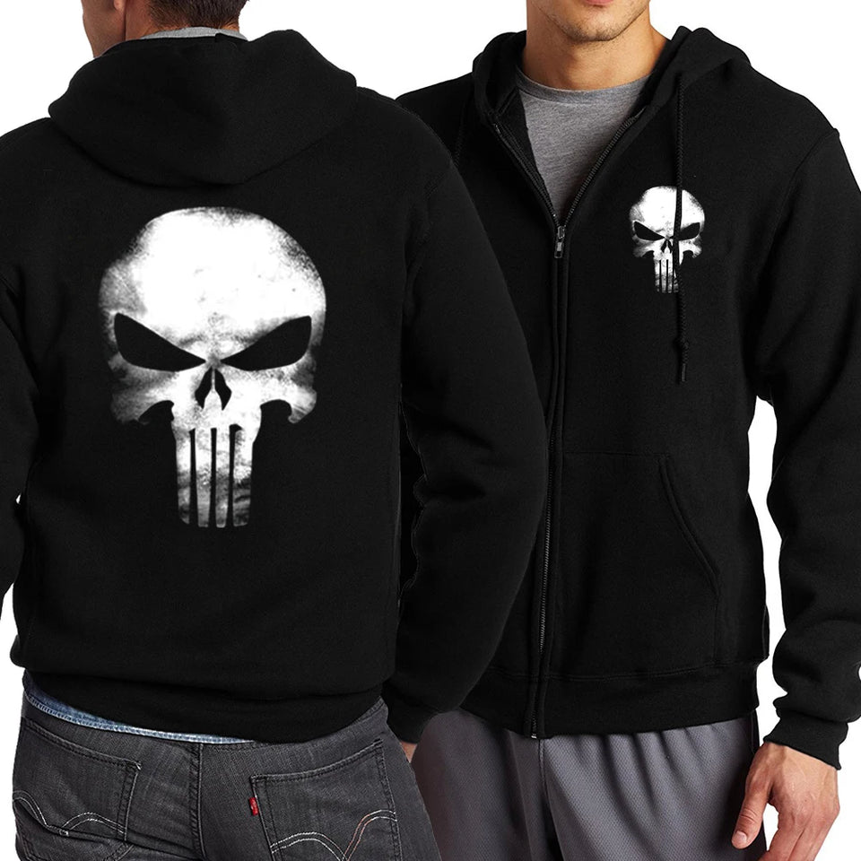 Y2K Skull Zipper Hoodie