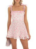 Floral Tie-Up Mini Dress