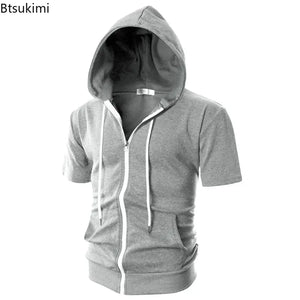 Slim Zip Short-Sleeve Hoodie
