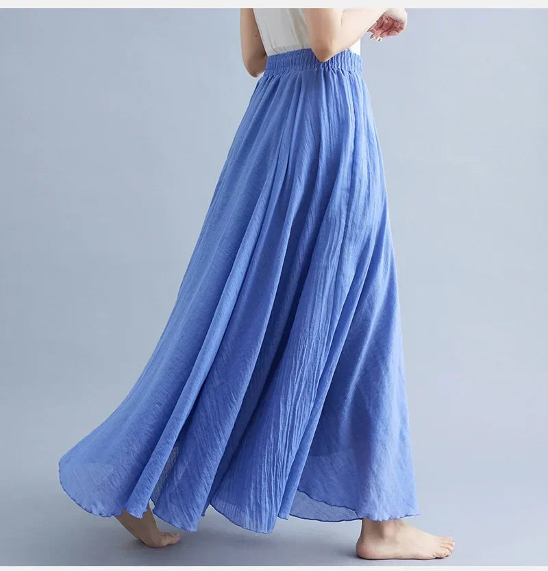 Cotton Linen Maxi Skirt