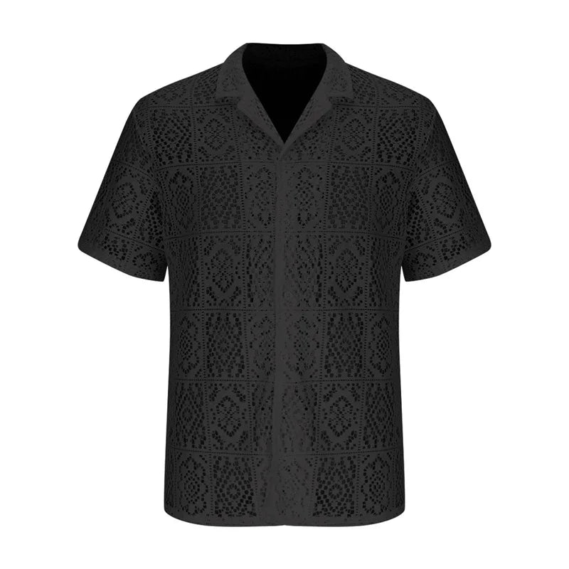 Lace Hollow Button-Down