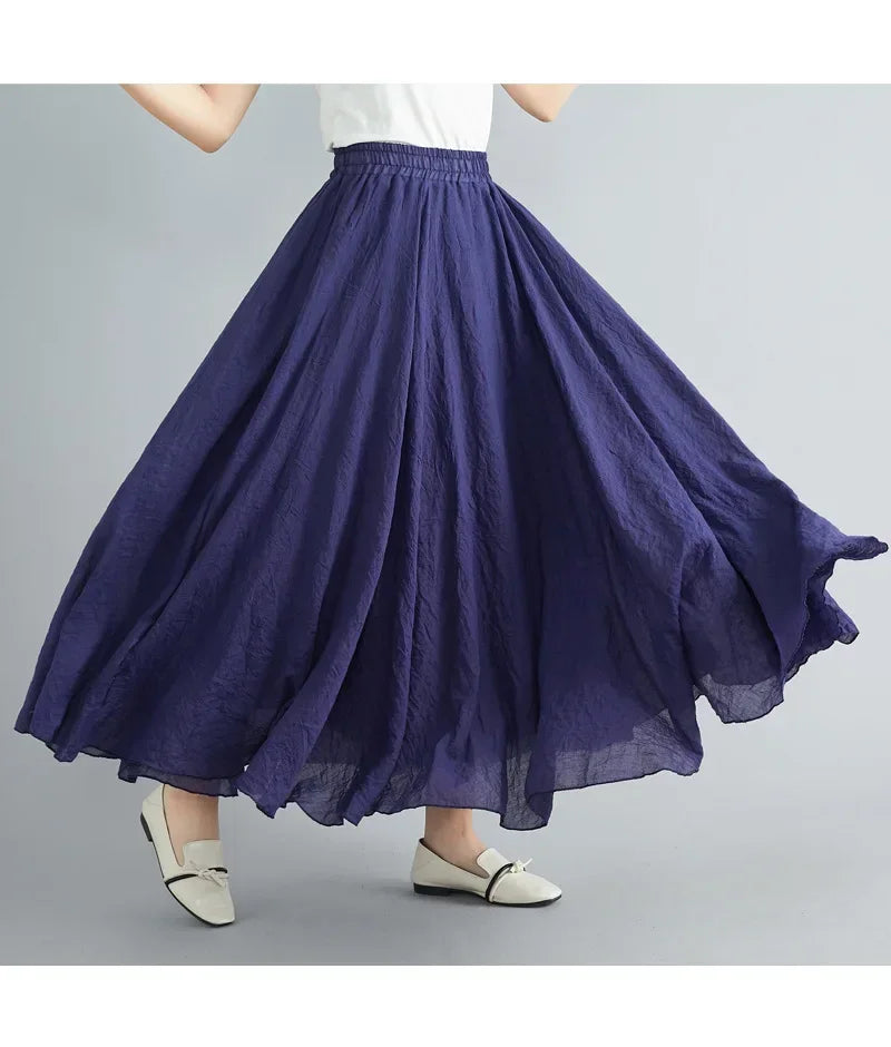Cotton Linen Maxi Skirt