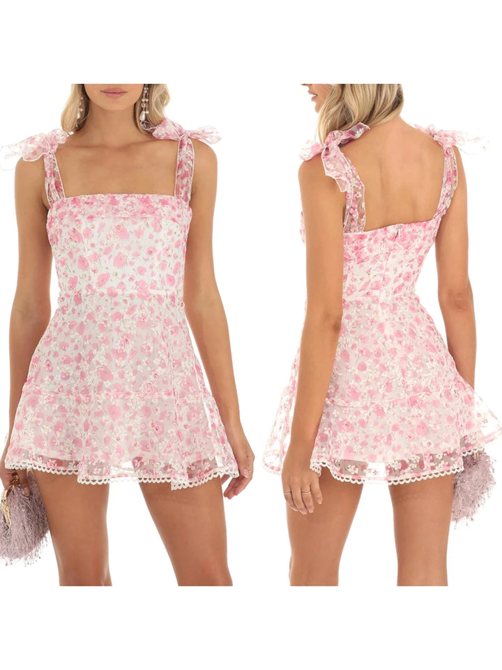 Floral Tie-Up Mini Dress
