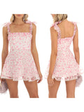 Floral Tie-Up Mini Dress