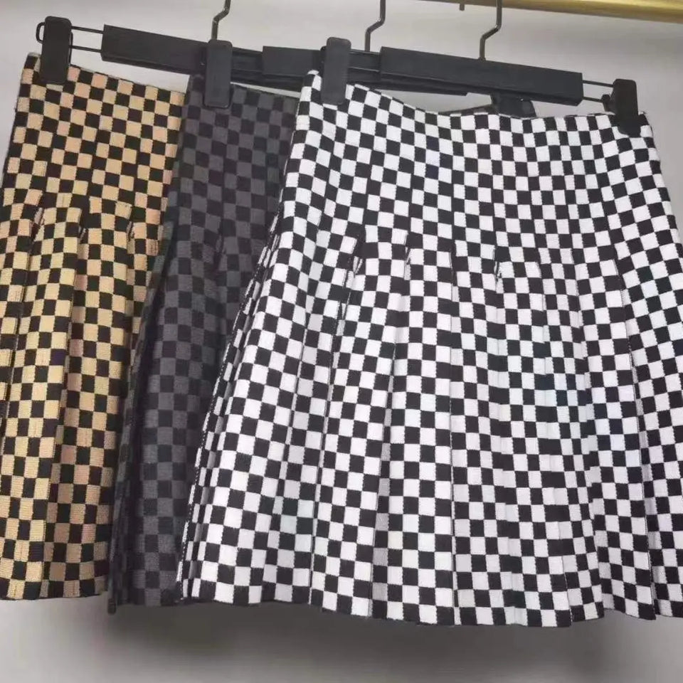 Plaid Pleated A-Line Skirt