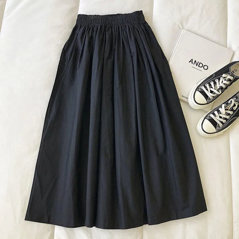 Korean Pleated Midi Skirt