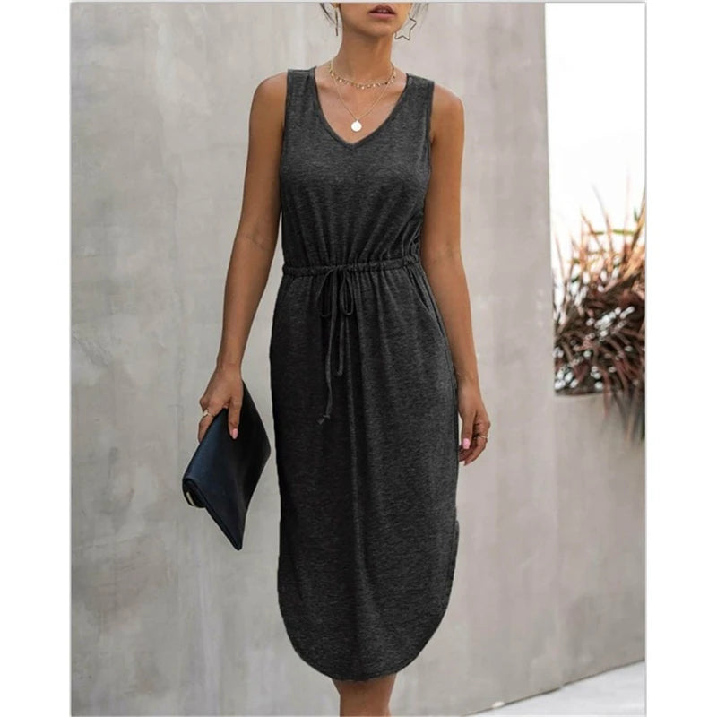 Casual Sleeveless Midi Dress