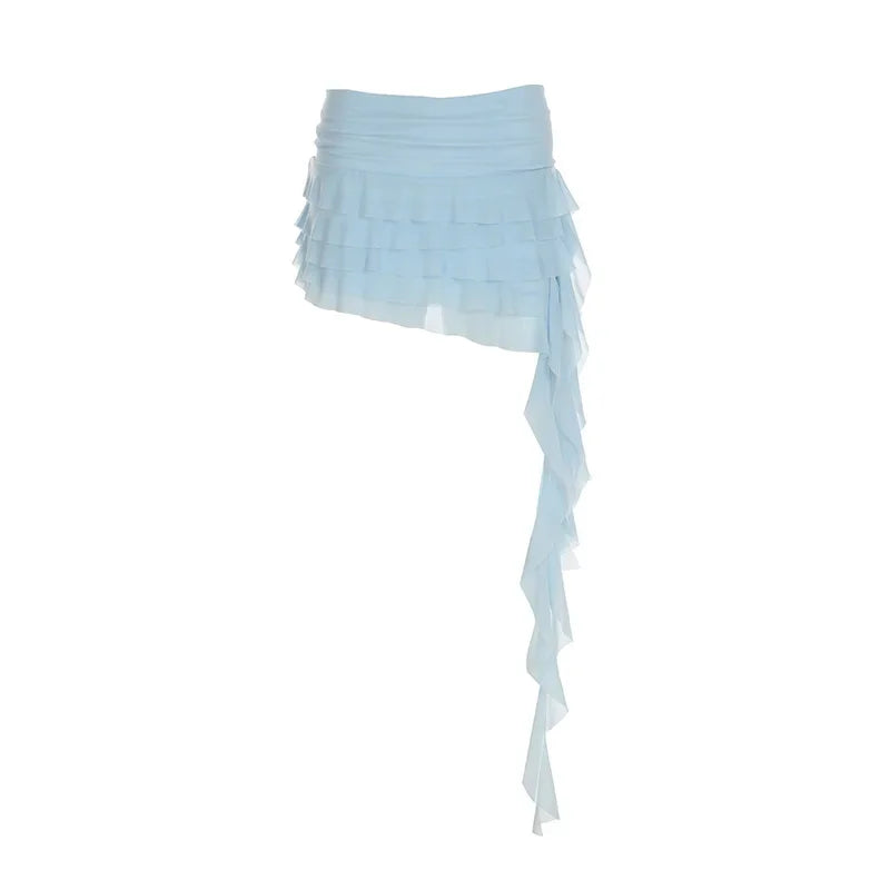 Ruffled Mesh Mini Skirt