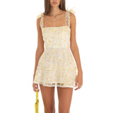 Floral Tie-Up Mini Dress