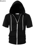 Slim Zip Short-Sleeve Hoodie