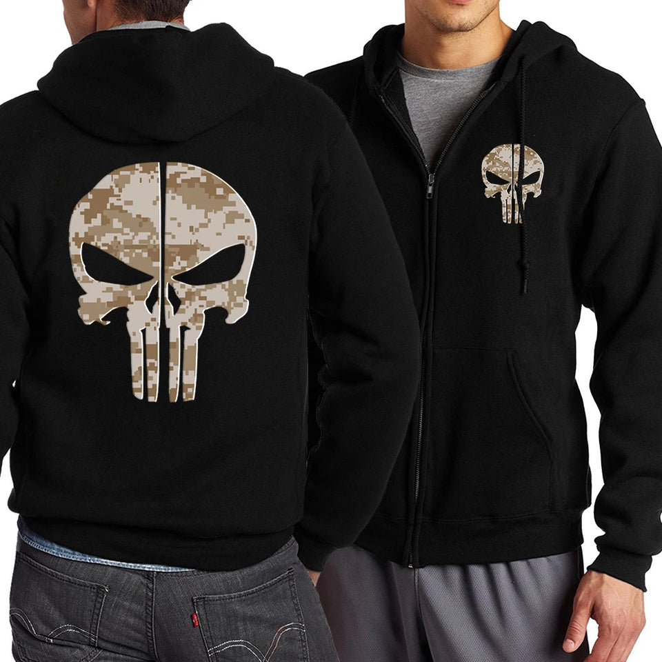 Y2K Skull Zipper Hoodie