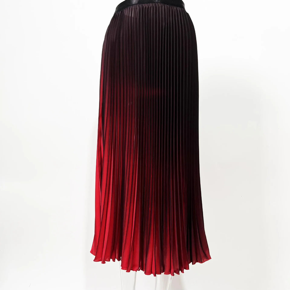 Gradient Pleated Midi Skirt