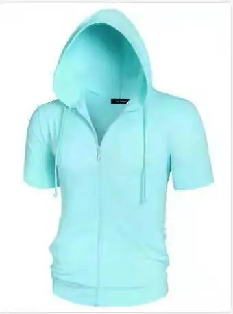 Slim Zip Short-Sleeve Hoodie