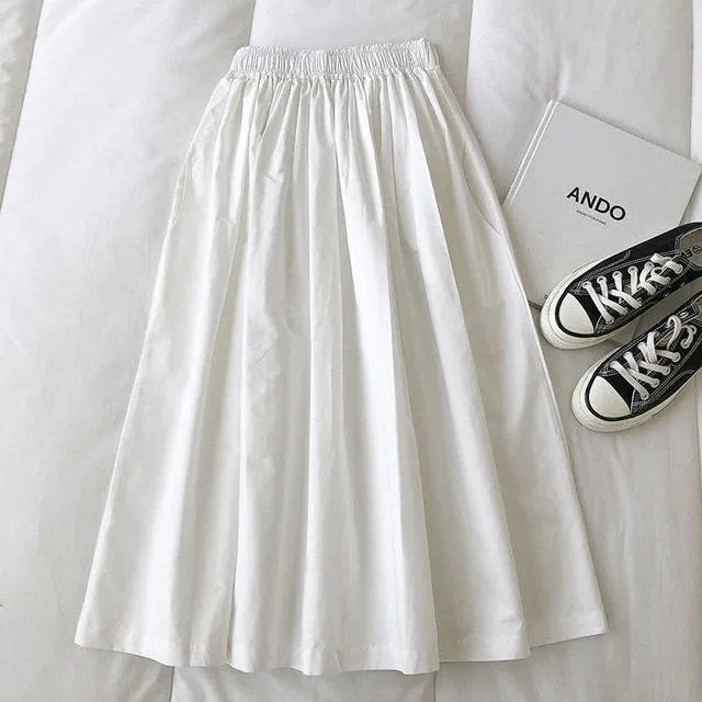 Korean Pleated Midi Skirt