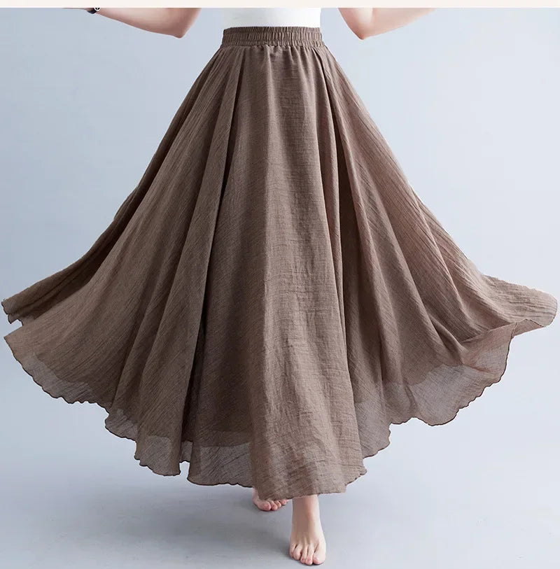 Cotton Linen Maxi Skirt