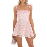 Floral Tie-Up Mini Dress