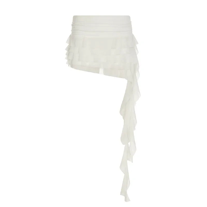 Ruffled Mesh Mini Skirt