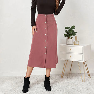 High-Waisted Corduroy Skirt