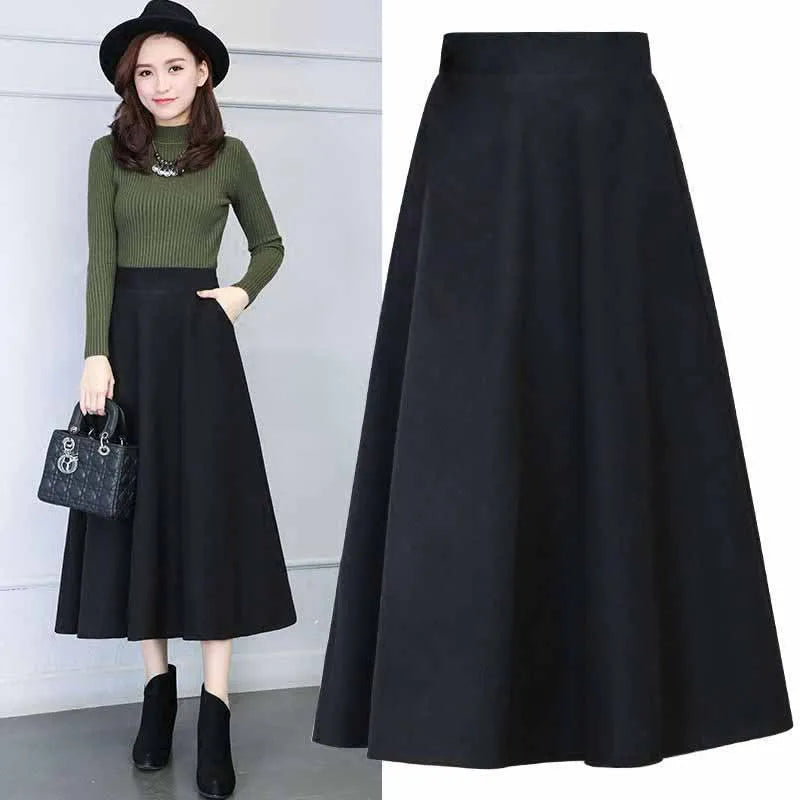 Elegant Wool A-Line Skirt