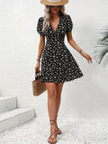 Elegant Floral Puff Dress