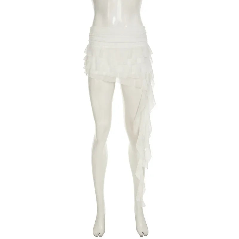 Ruffled Mesh Mini Skirt