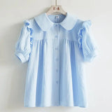 Blue Korean Spring Blouse