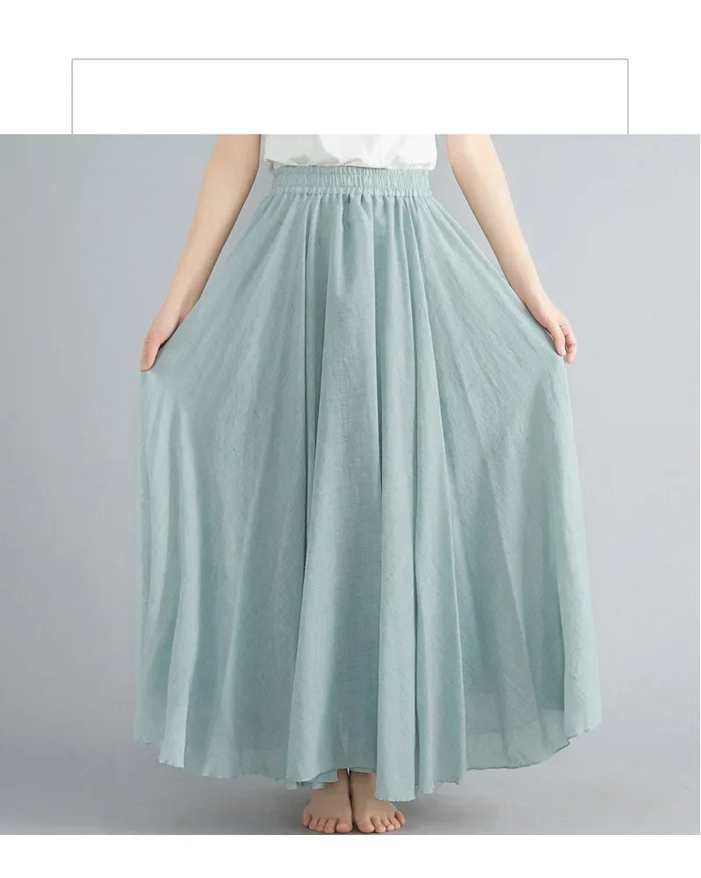 Cotton Linen Maxi Skirt