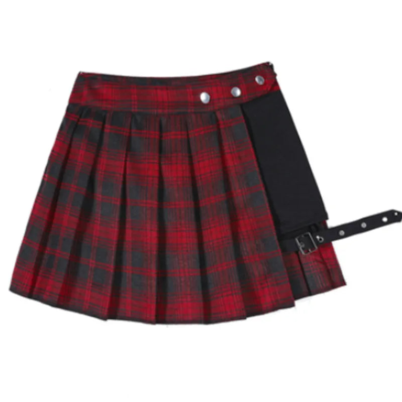 Gothic Plaid Pleated Skirt