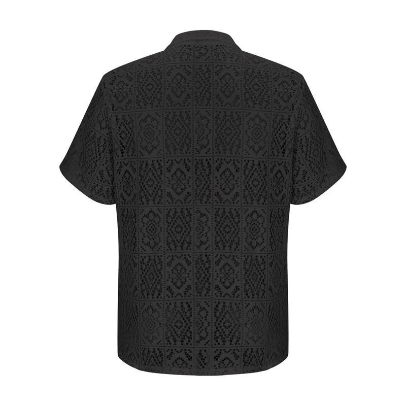 Lace Hollow Button-Down