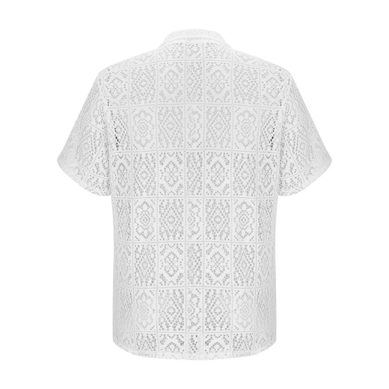 Lace Hollow Button-Down