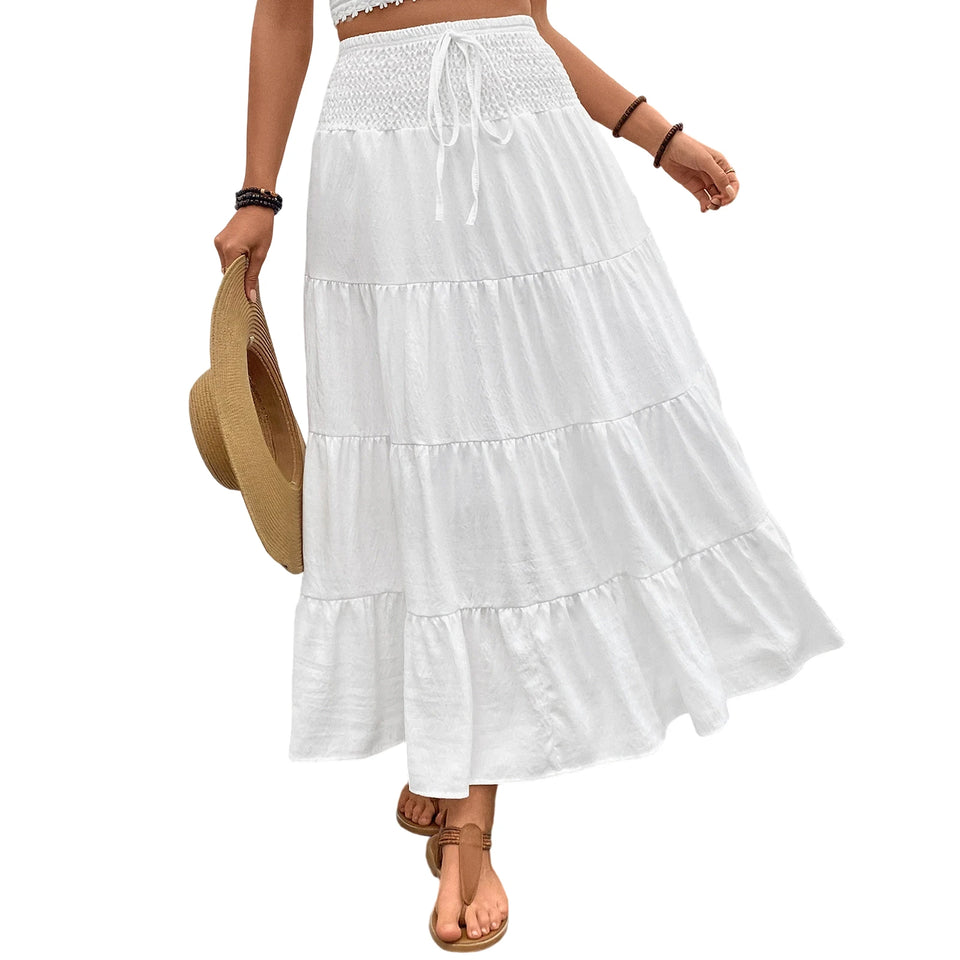 Bohemian Ruffle High-Waist Skirt